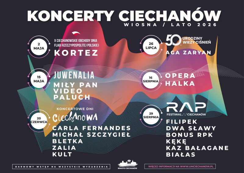 Jakie koncerty na wiosnę i latem w Ciechanowie