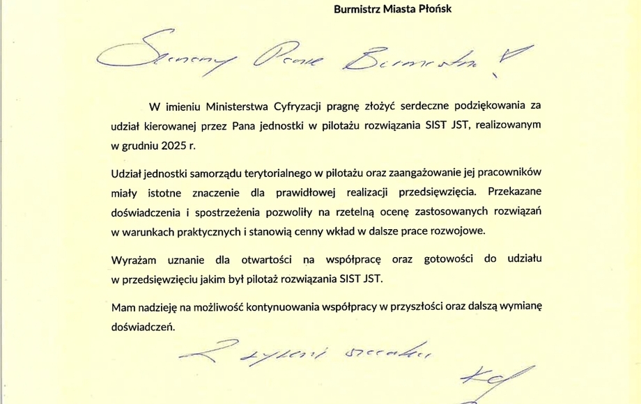 Płońsk w pilotażu Systemu Inwentaryzacji Teleinformatyki JST