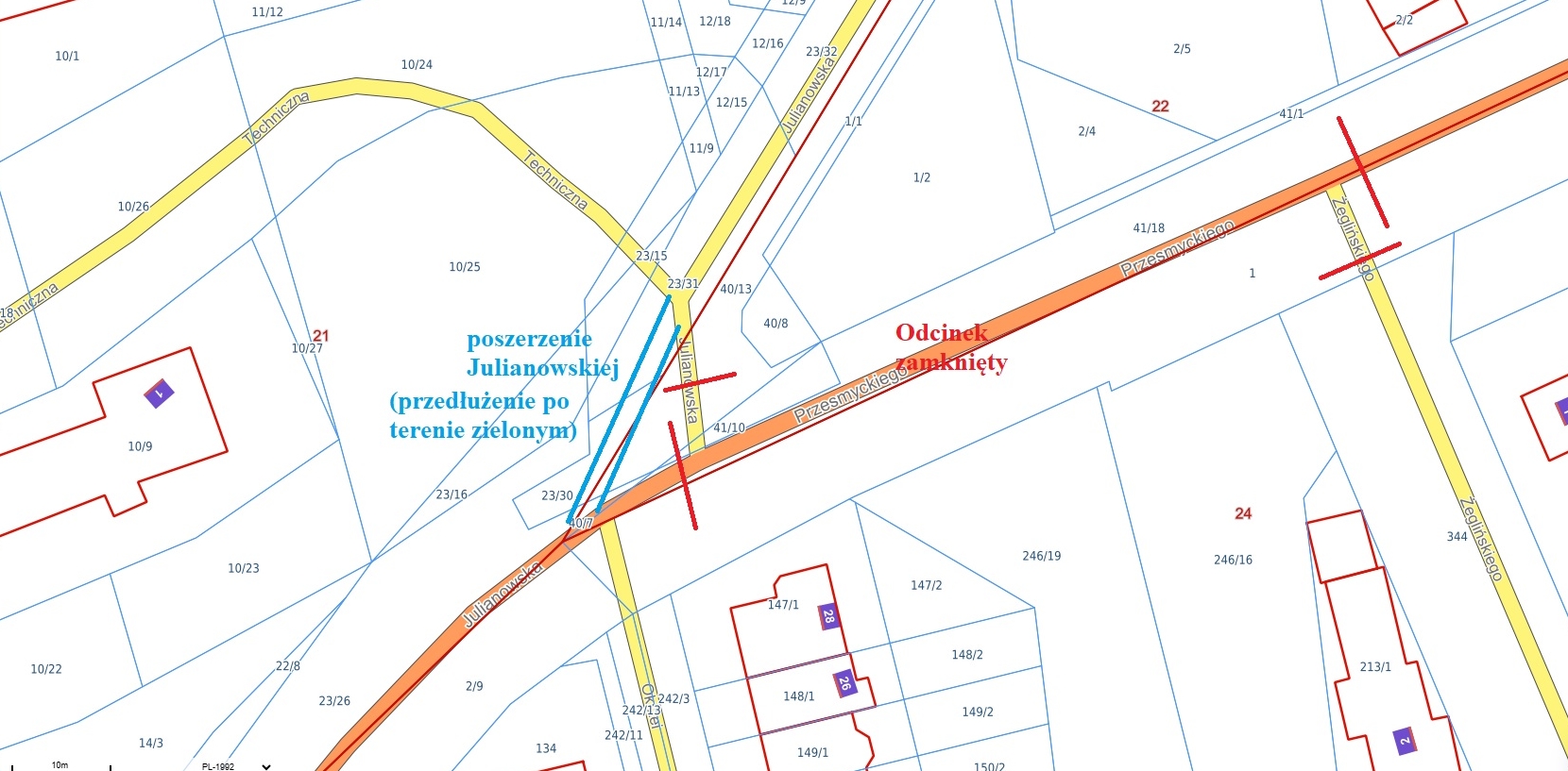 Utrudnienia na ul. Przesmyckiego związane z zamknięciem odcinka drogi oraz prace na Julianowskiej