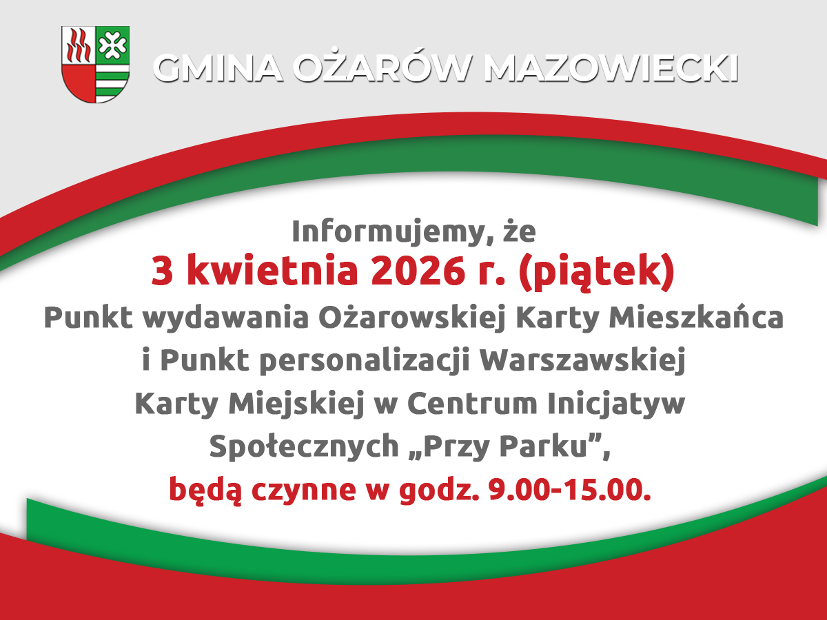 3 kwietnia Punkt wydawania OKM w CIS przy Parku otwarty do godz. 15.00
