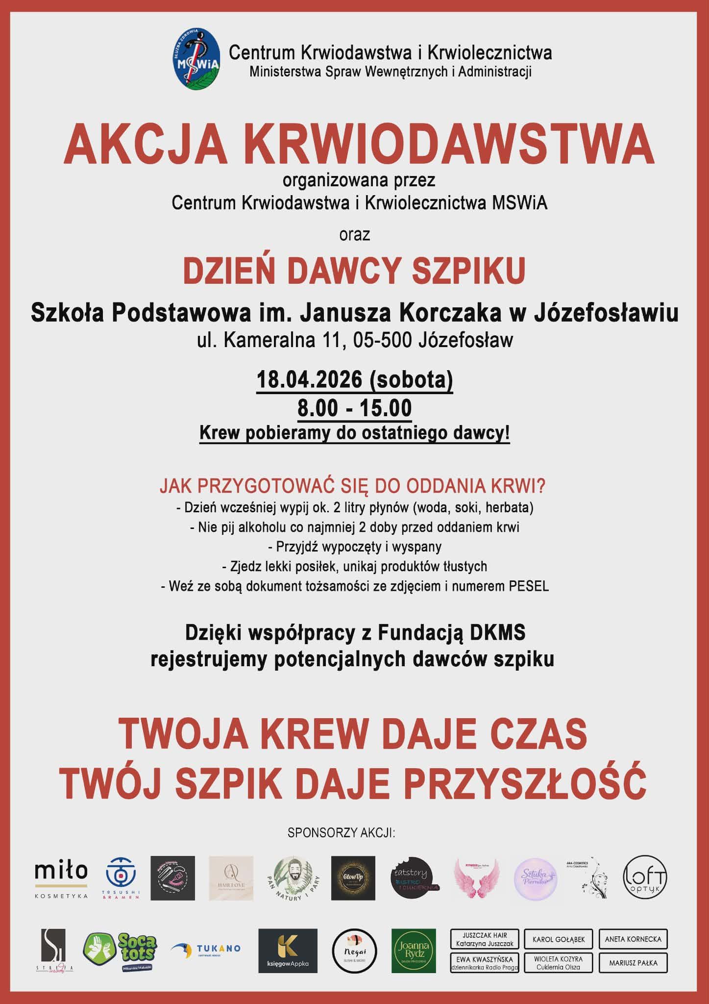 Akcja krwiodawstwa i Dzień Dawcy Szpiku w Józefosławiu