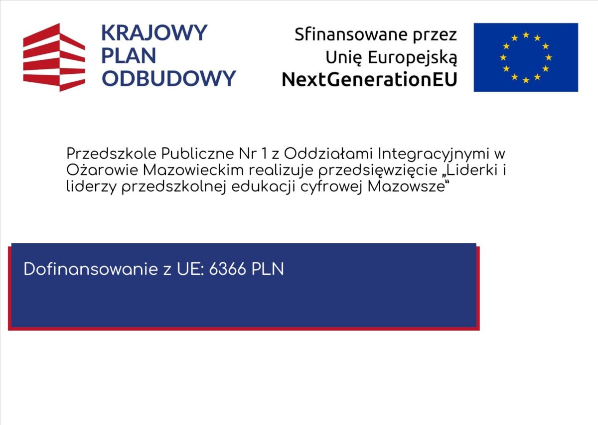 Rozwój umiejętności cyfrowych w Przedszkolu Nr 1 w Ożarowie Mazowieckim