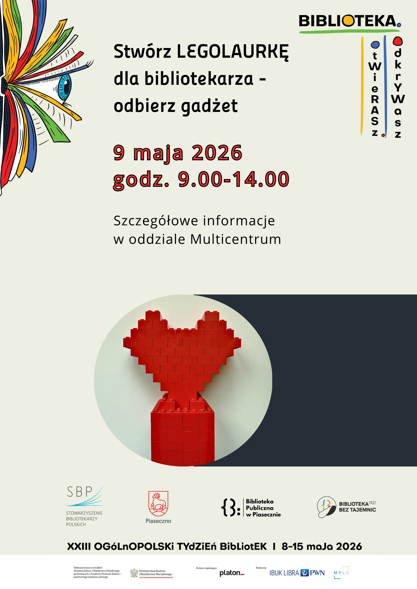 Stwórz LEGOLAURKĘ dla bibliotekarza – otrzymaj gadżet