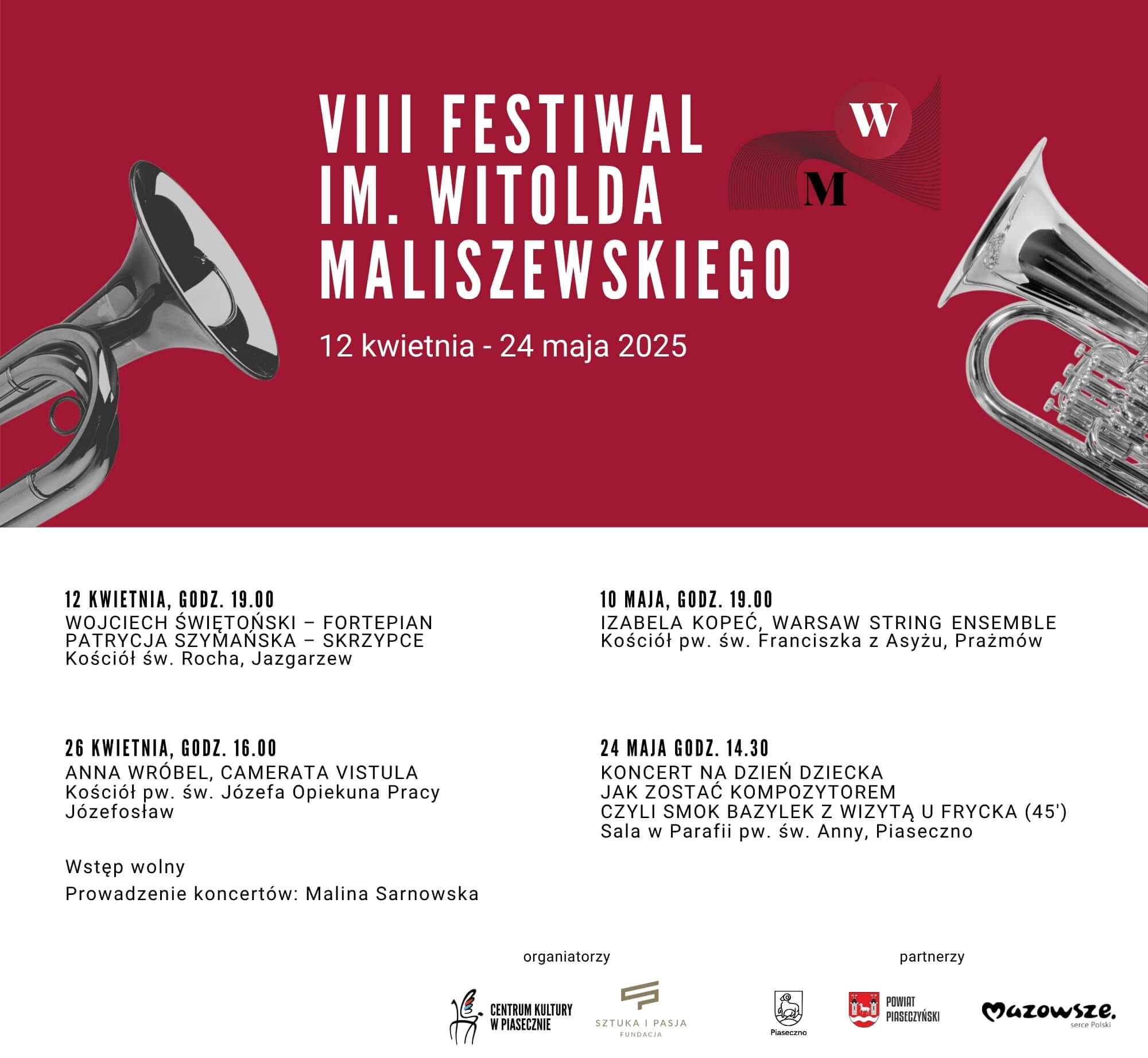 VIII Festiwal im. Witolda Maliszewskiego 2026 w gminie Piaseczno i w Prażmowie