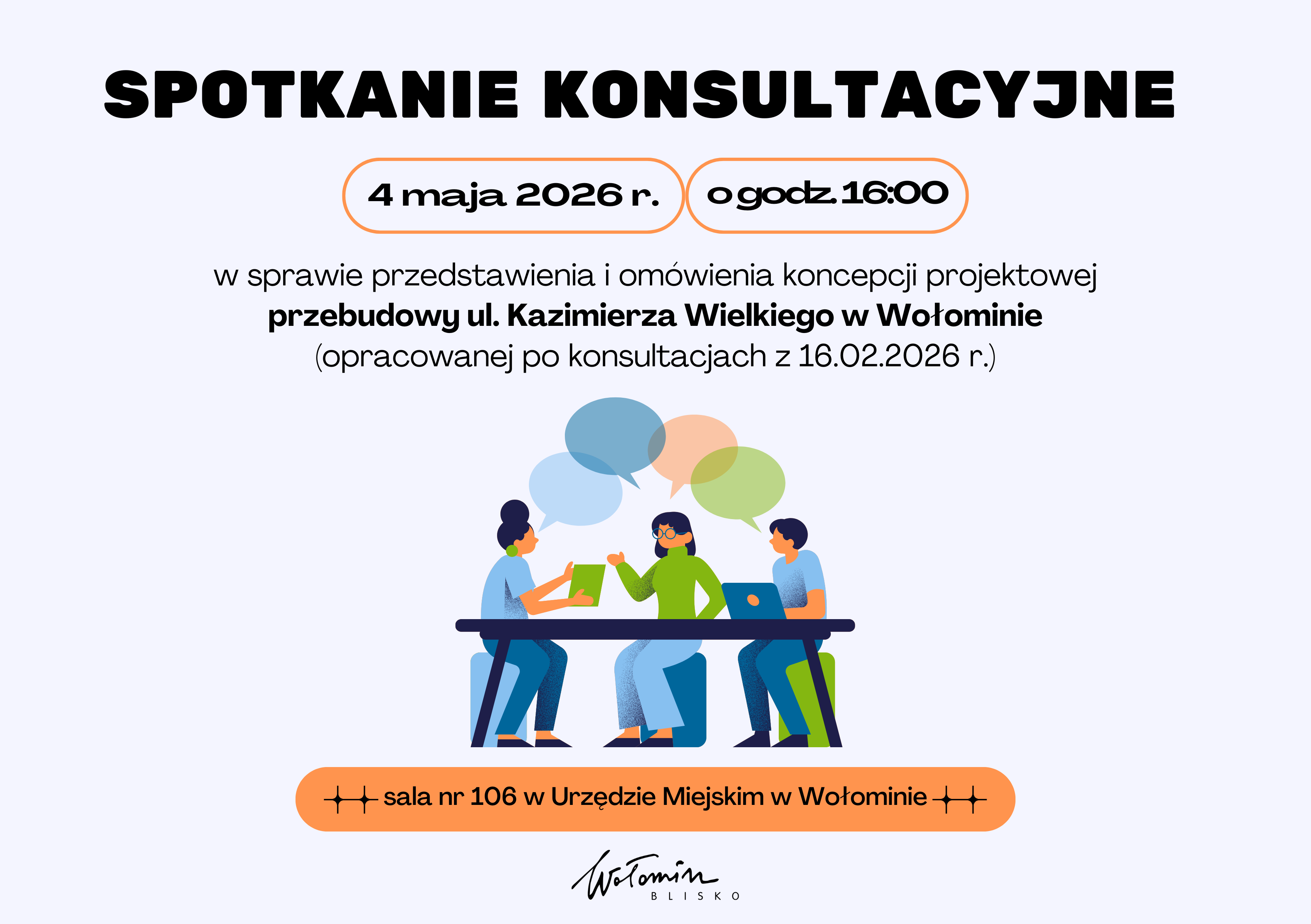 Zaproszenie na konsultacyjne spotkanie dla mieszkańców ul. Kazimierza Wielkiego