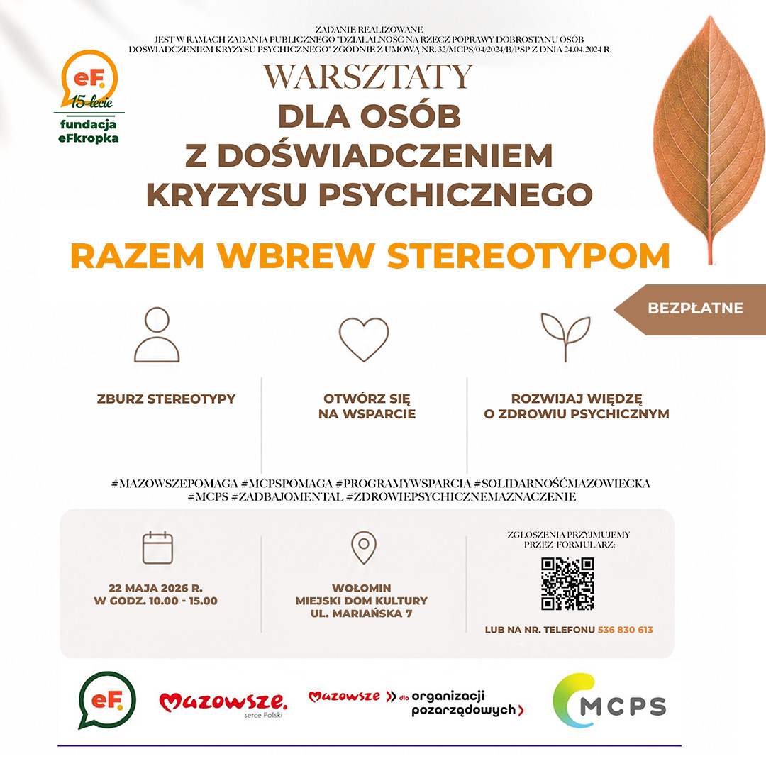 Darmowe warsztaty dla osób z doświadczeniem kryzysu psychicznego