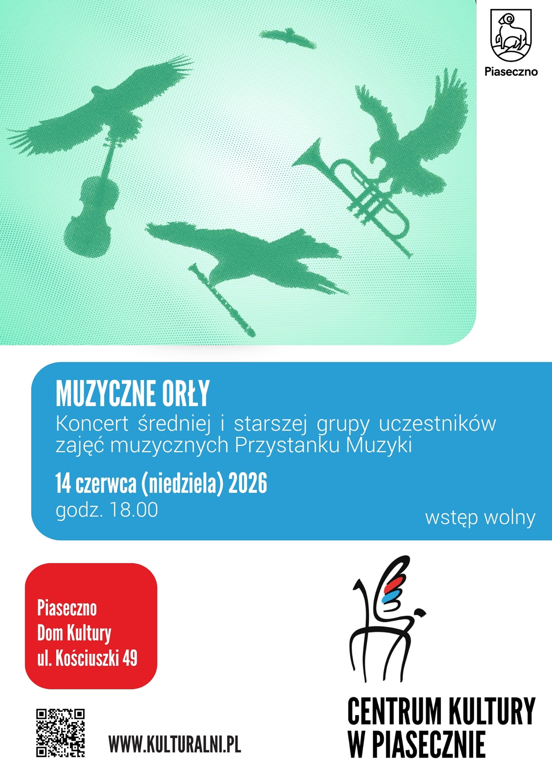 Koncert MUZYCZNE ORŁY średniej i starszej grupy uczestników zajęć muzycznych Przystanku Muzyki