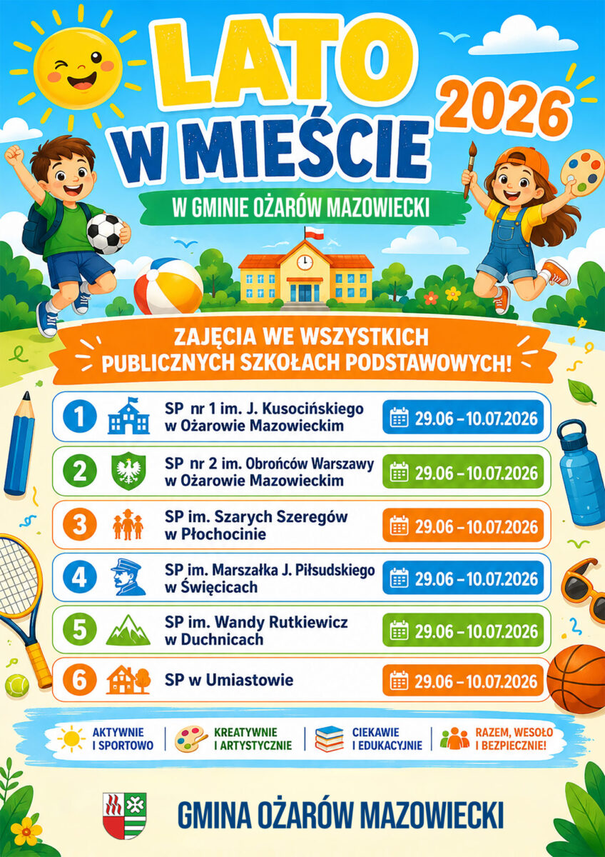 Lato w mieście 2026 w podstawówkach w gminie Ożarów Mazowiecki