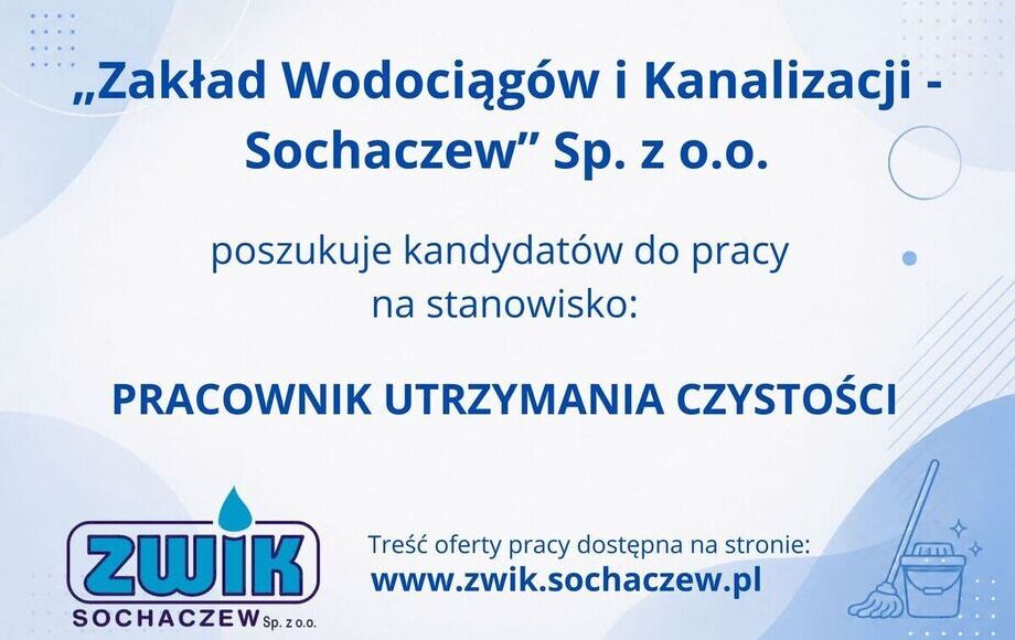 Oferta pracy - pracownik ds. utrzymania czystości