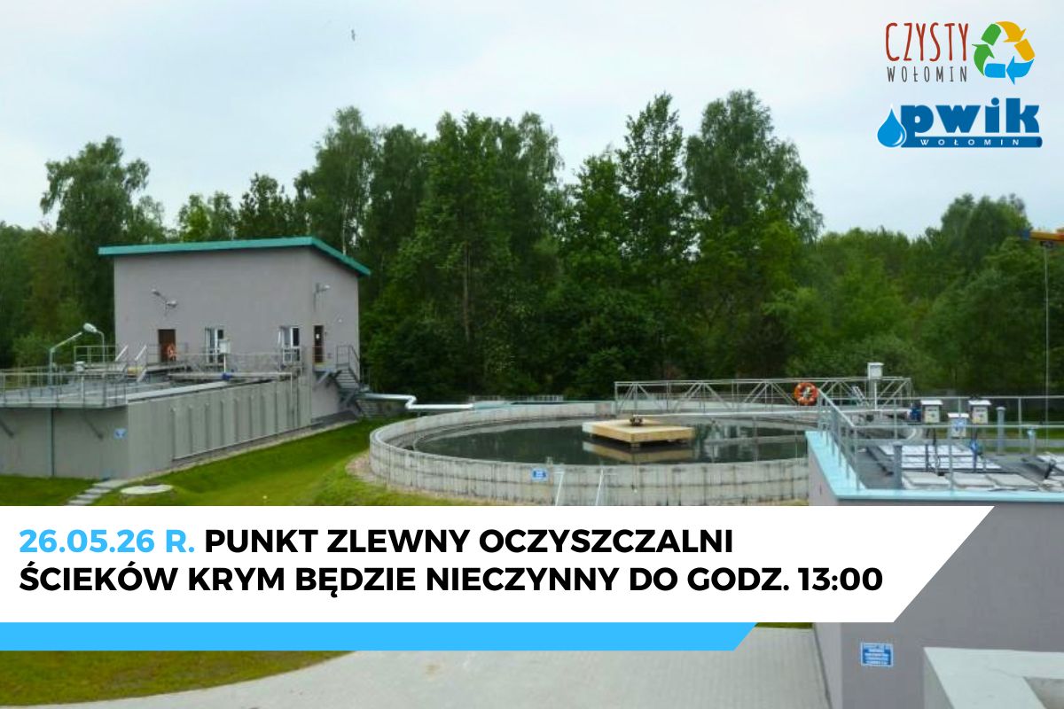 Punkt zlewny Oczyszczalni Ścieków Krym nieczynny – 25 maja 2026
