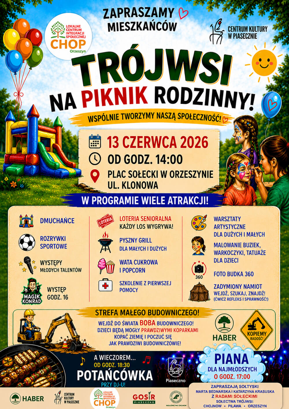 Rodzinny piknik Trójwsi 2026 Chojnów Orzeszyn Pilawa