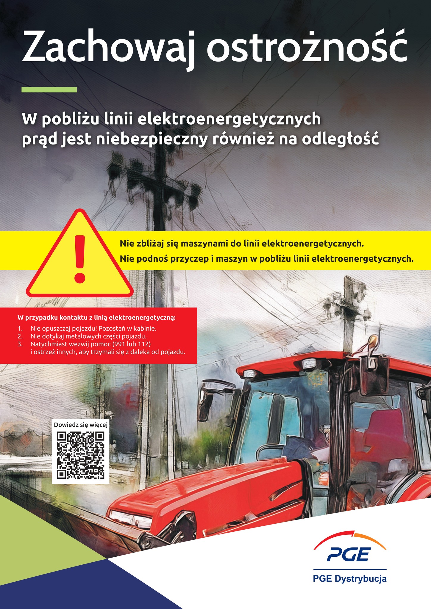 Zachowaj ostrożność w okolicy linii elektroenergetycznych