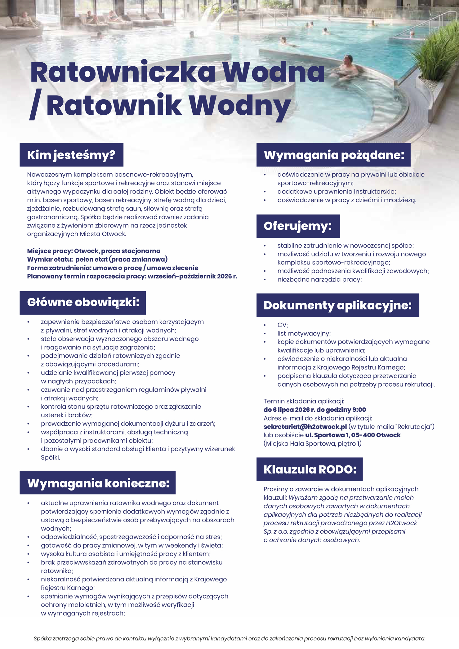 Dołącz do naszego zespołu H2Otwock!