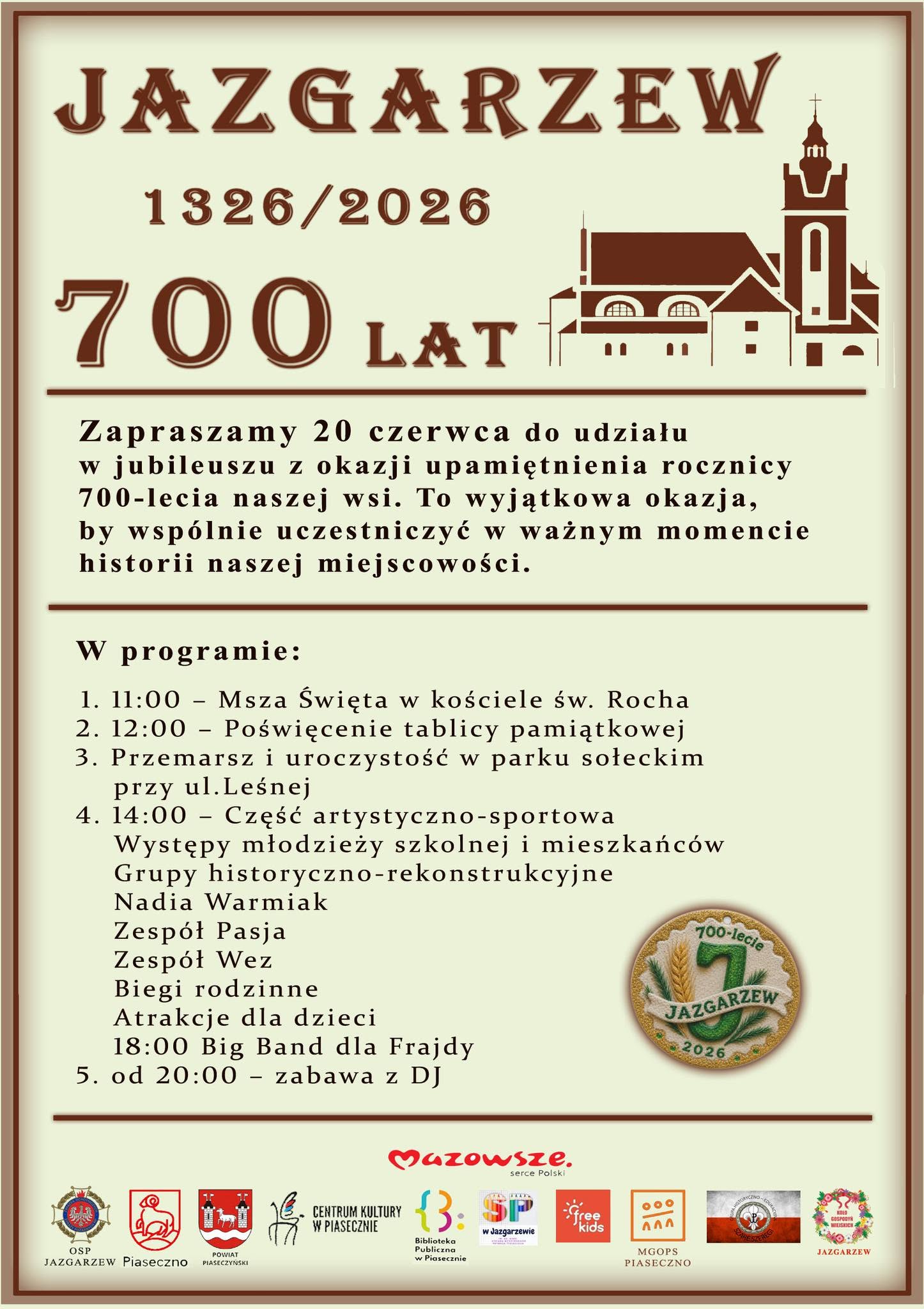 Jazgarzew 700 lat 1326-2026