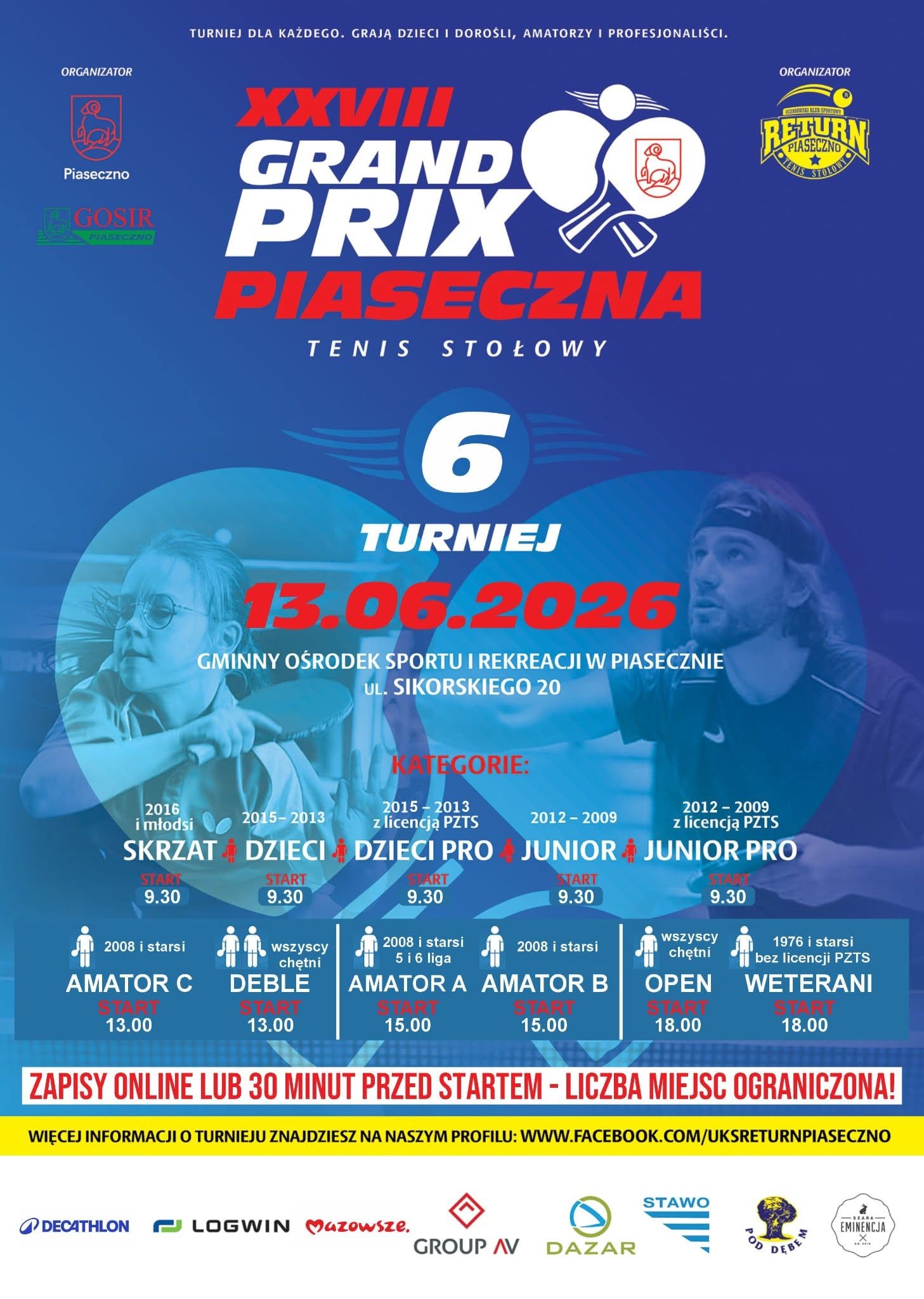 XXVIII edycja Grand Prix Piaseczna w ping-pongu w Piasecznie